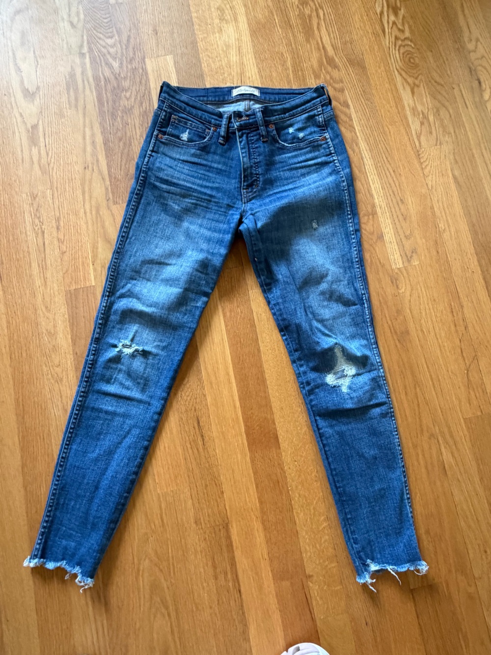 Madewell Women's Distressed Dark Blue Skinny Jeans